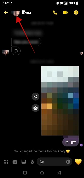 Tapping on profile picture in Facebook Messenger in a chat.
