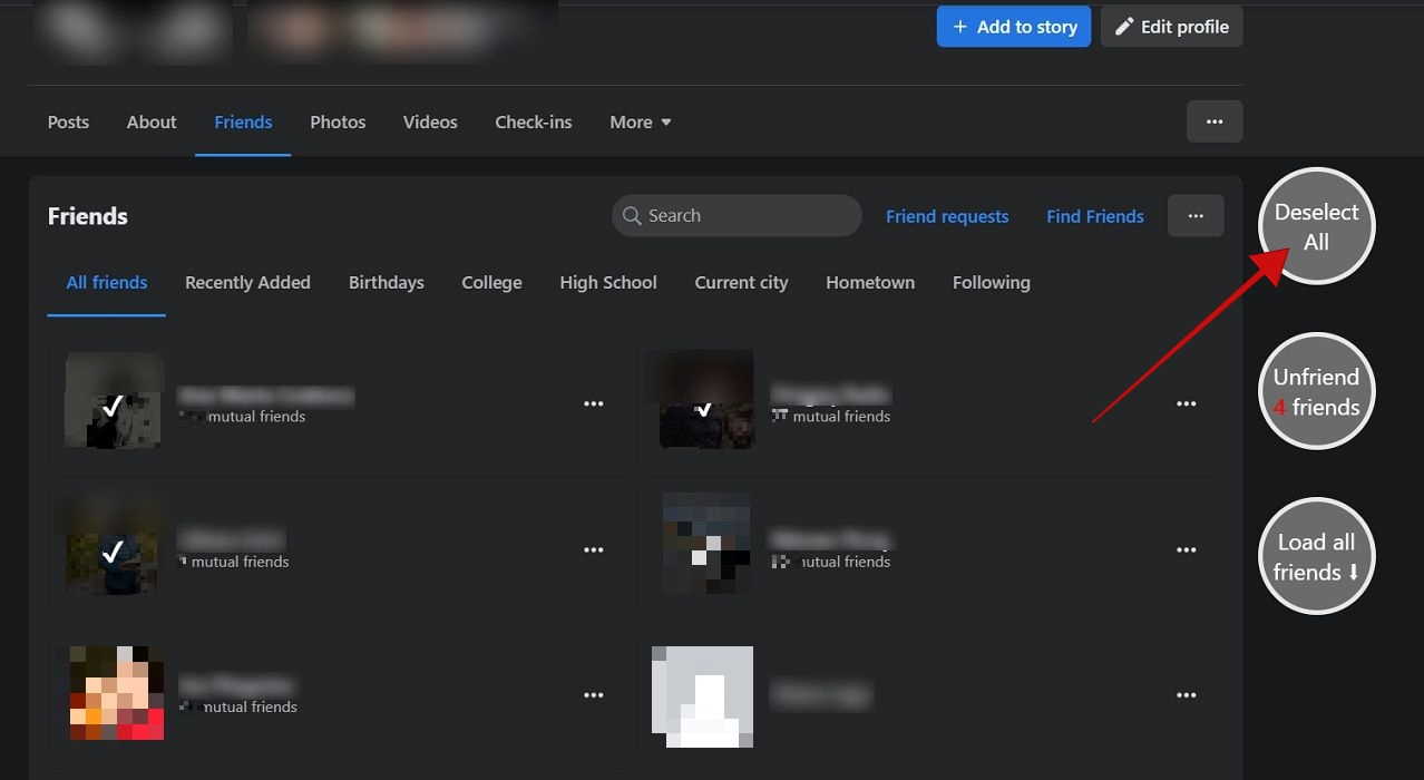 Clicking on "Deselect All" button in Chrome extension. 