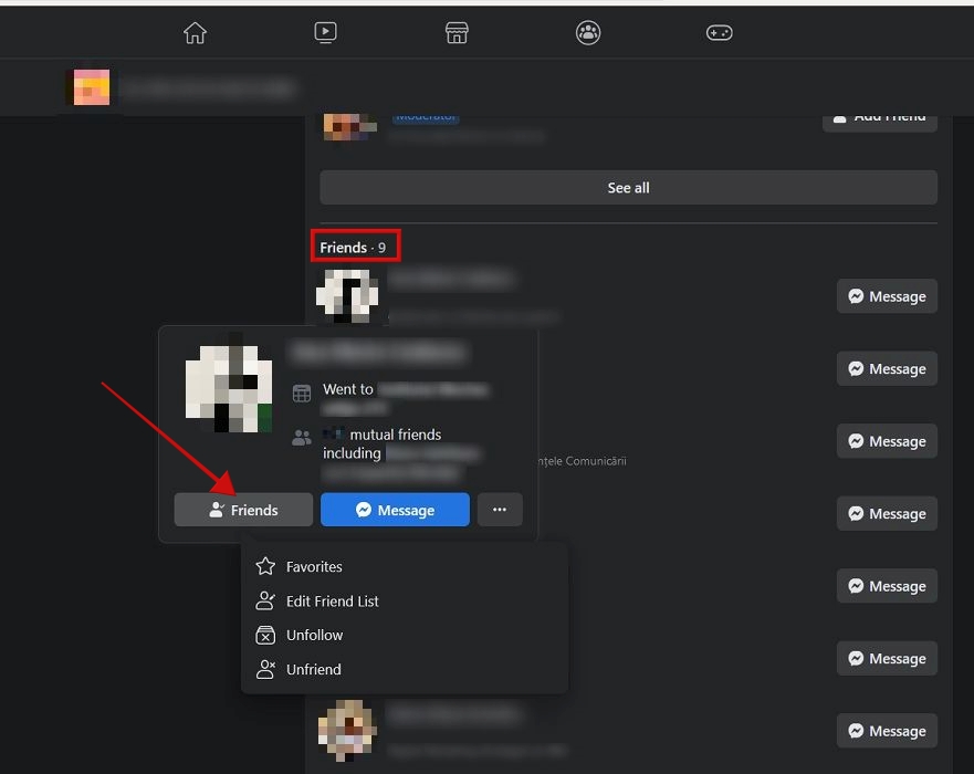 Unfriending a Facebook user from a group. 