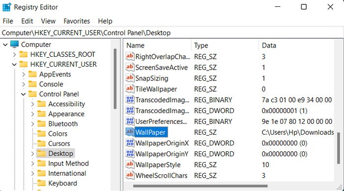 Double-clicking a key in Registry editor.