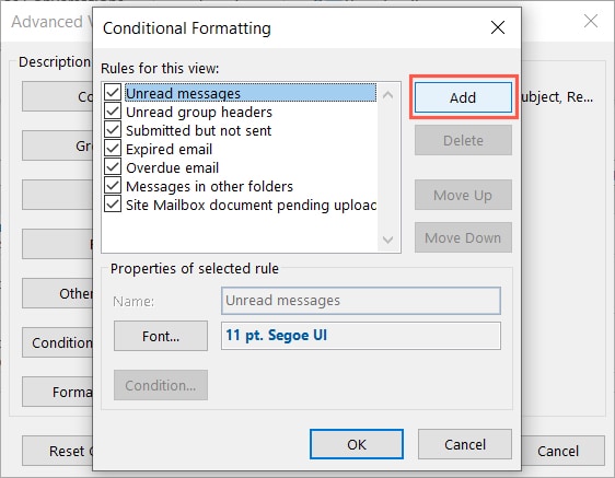 Add button for conditional formatting