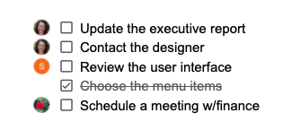 Assigned tasks icons in Google Docs