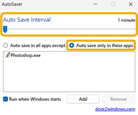 Setting "Auto save interval" in Autosaver app.