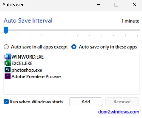Saving program list in AutoSaver.