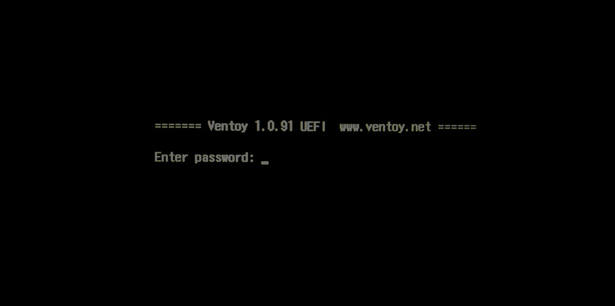 Password required fr accessing Ventoy USB.