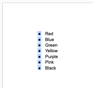 Bullets selected in Google Docs