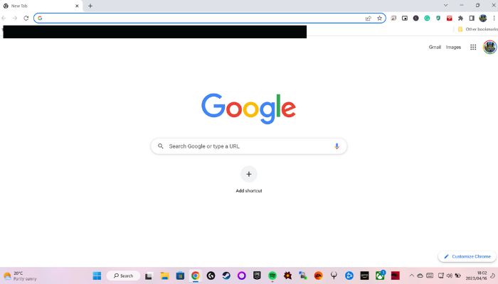 Chrome browser open in Windows. 