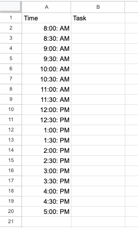 Daily schedule times updated
