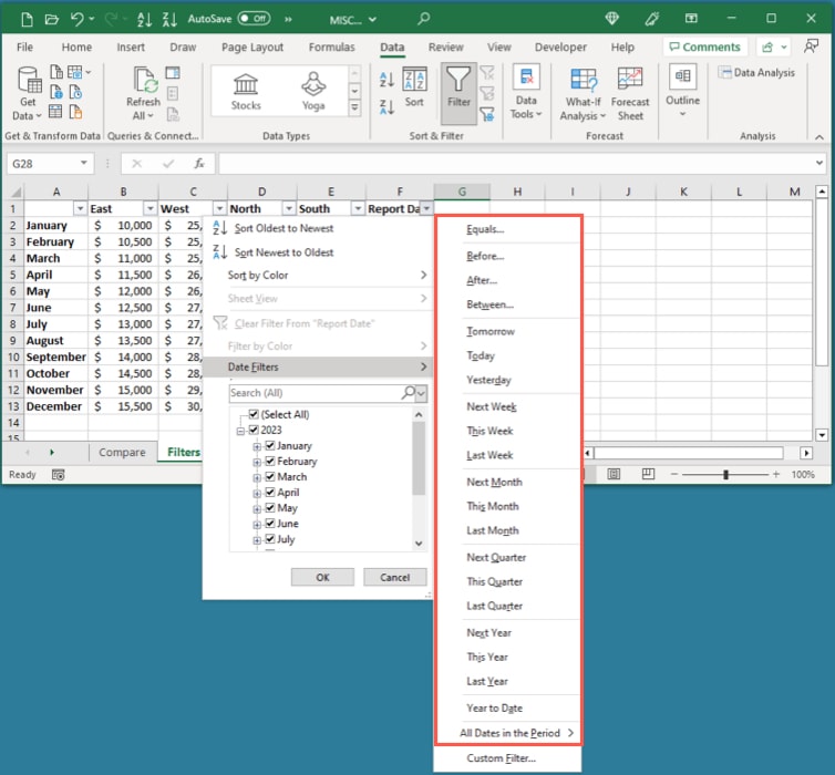 Date Filters in Excel