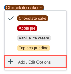 Add Edit Options in the dropdown list menu