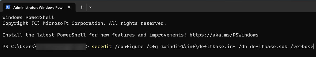 Executing command in Windows PowerShell.