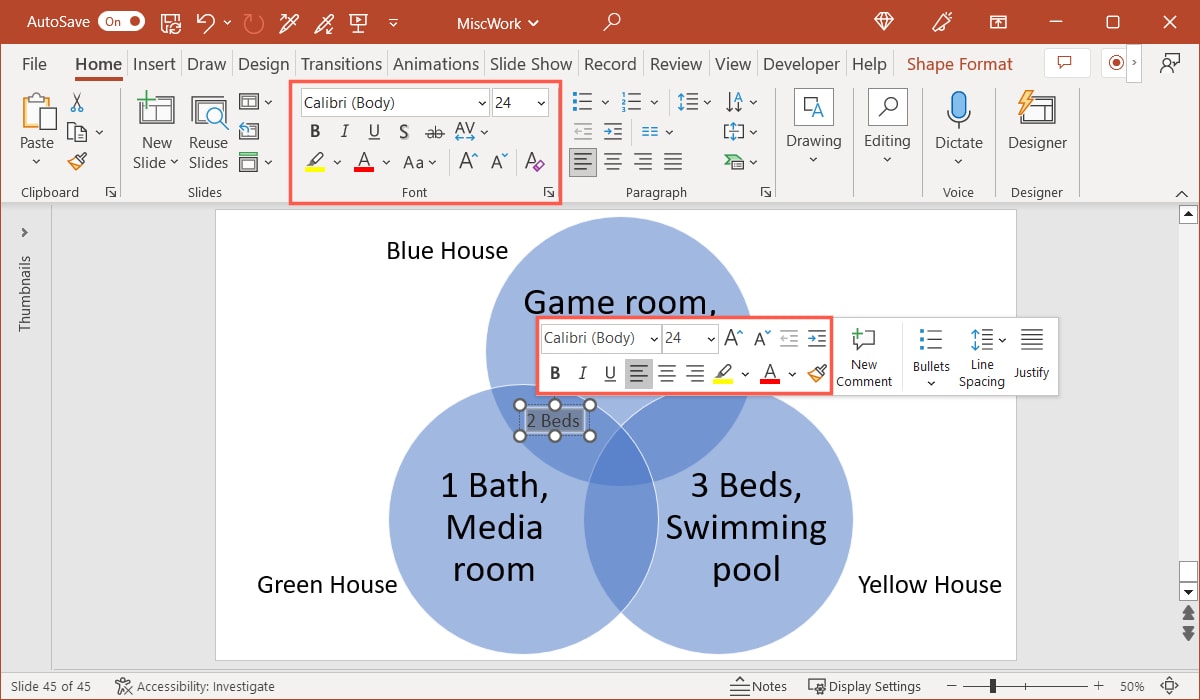 Format a text box in PowerPoint