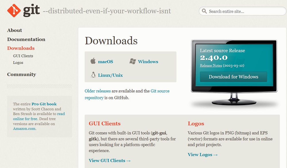 Official downloads page for Git Bash for Windows and other operating systems. 