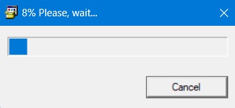 Extracting portable version of Git in Windows with percent number display.