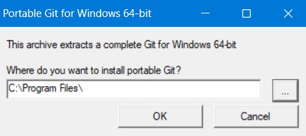 Portable Git installation location in Windows 11.