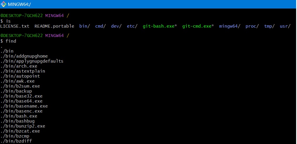 Git Bash portable version open in Windows 11.