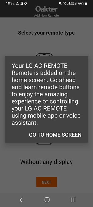 AC remote added in IR blaster app for Android on its homescreen.