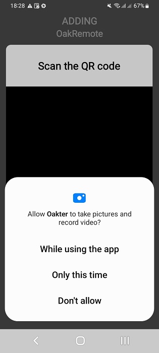 Scan QR code to be added in a universal Wi-Fi remote device on Android app.