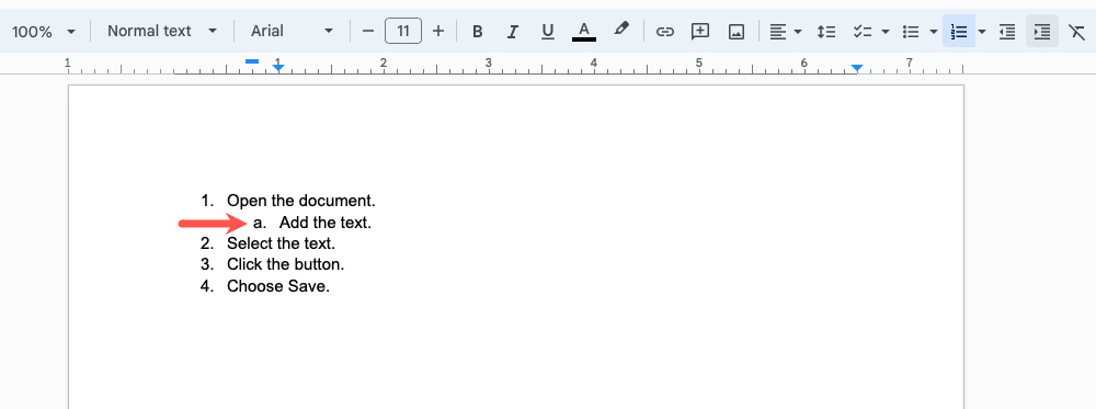 Increased indent for a multilevel list