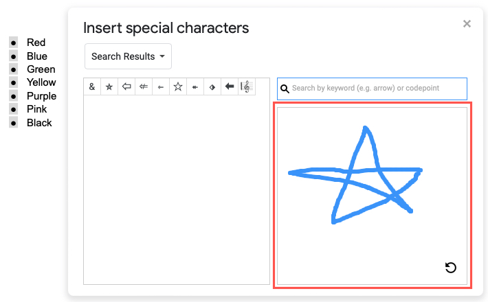 Draw a special character