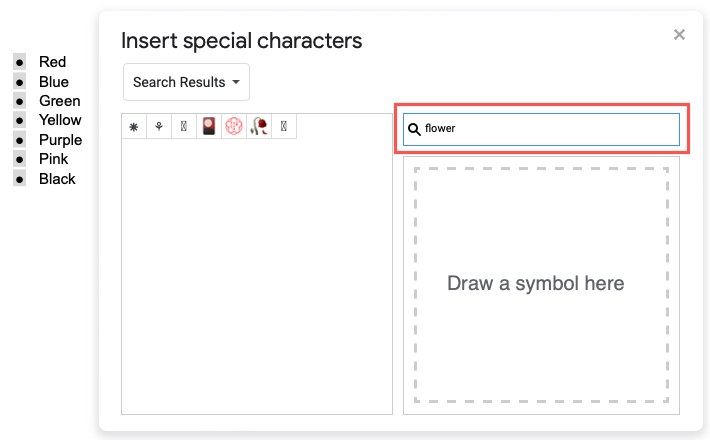 Search for special characters