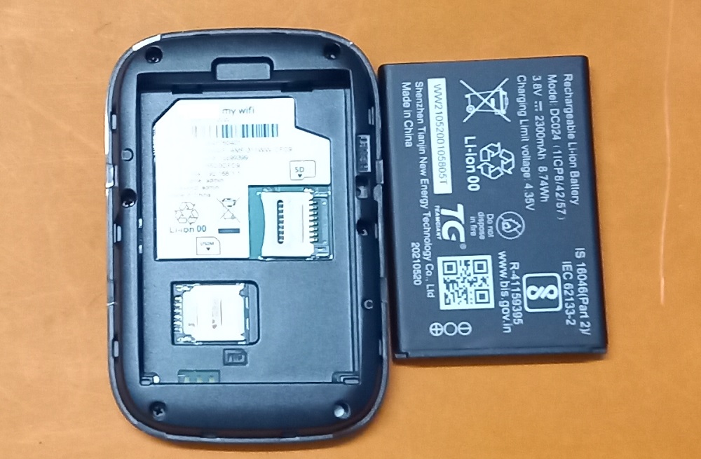Mi-Fi battery removed only to be reinserted later.