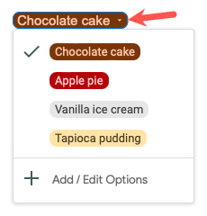 Dropdown list in Google Docs