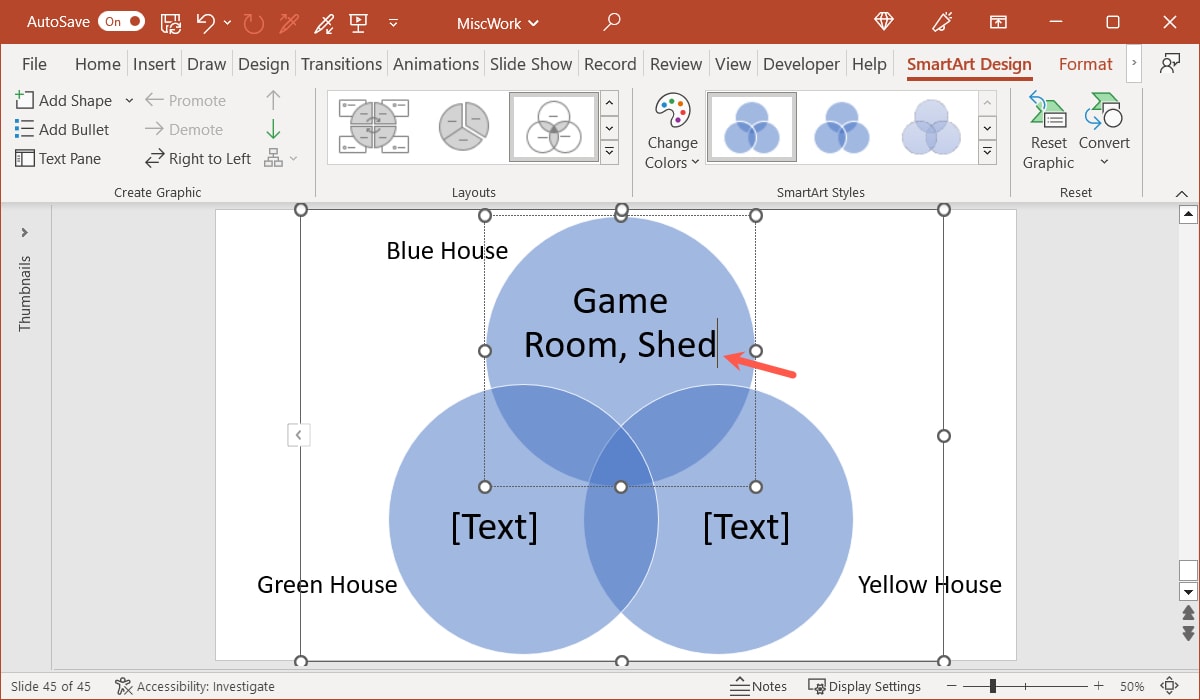 Replaced placeholder text in PowerPoint