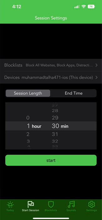 Pomodoro Timer App Freedom Timer Start Page