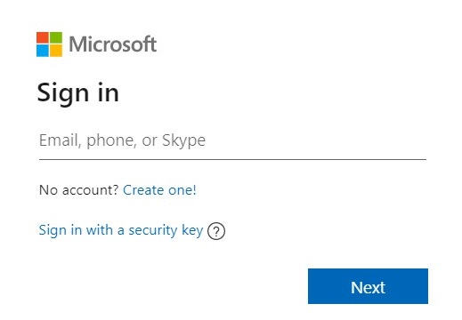 Microsoft account sing in.
