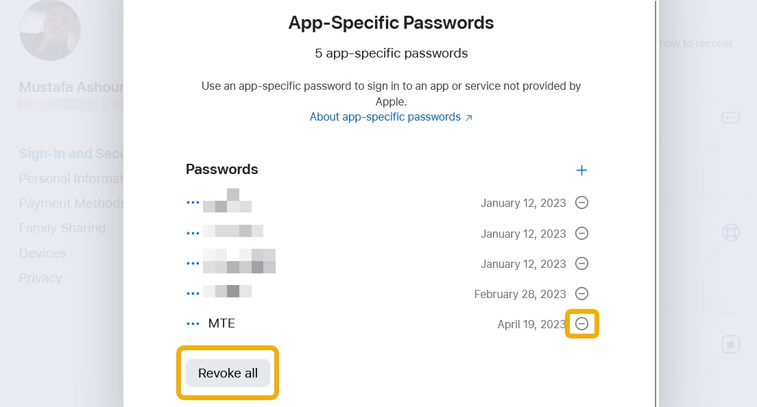 Revoking App Speicifc Password Icloud Email