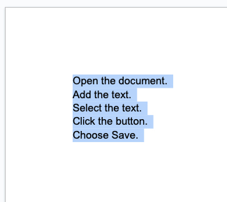 Selected text for a numbered list