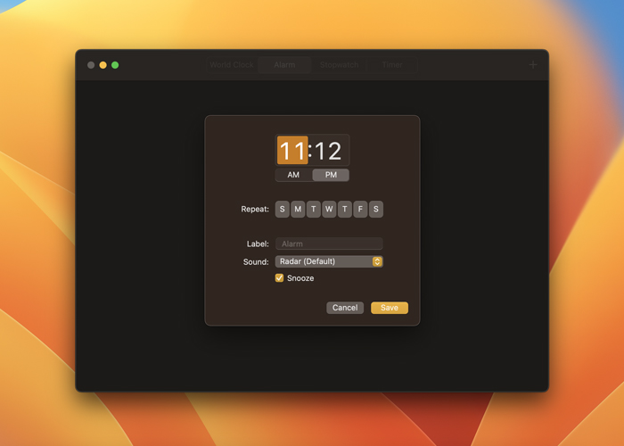 Setting Up Alarm On Mac Clock App Alarm Time Setup