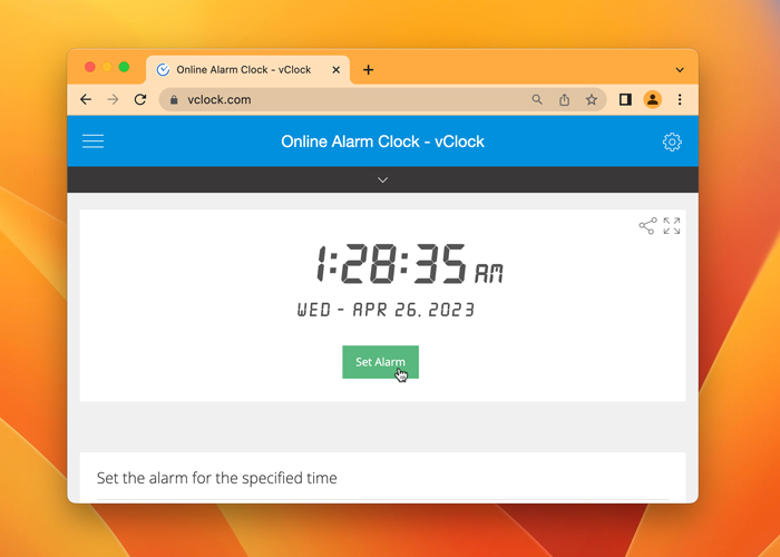 Setting Up Alarm On Mac Vclock Online Alarm