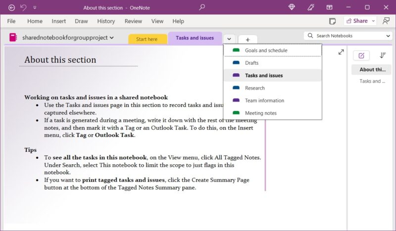 Shared Notebook for Group template from OneNote Gem
