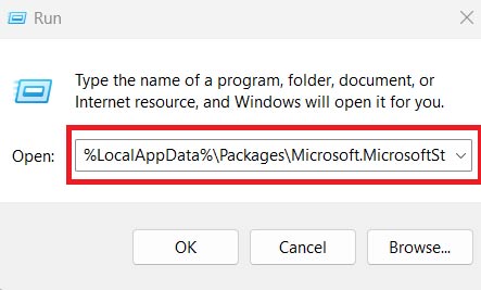 Running command in Run window.