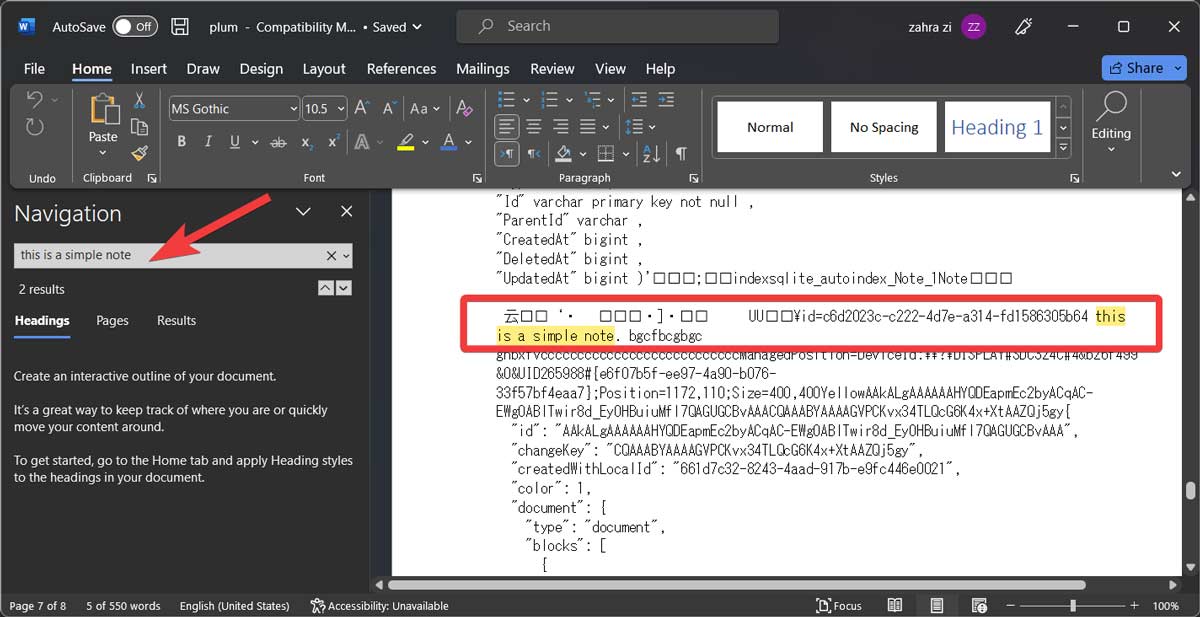 Sticky Notes Going Through Content Of Sticky Note In Word