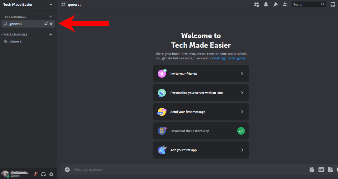 Clicking on the channel in Discord.