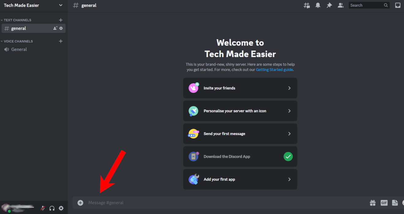 Typing e message in the box at the bottom in Discord.