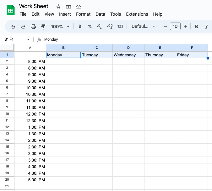 Days filled for a weekly schedule