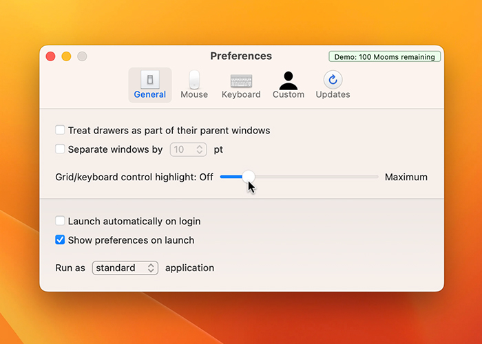Window Manager Apps Moom General Preferences