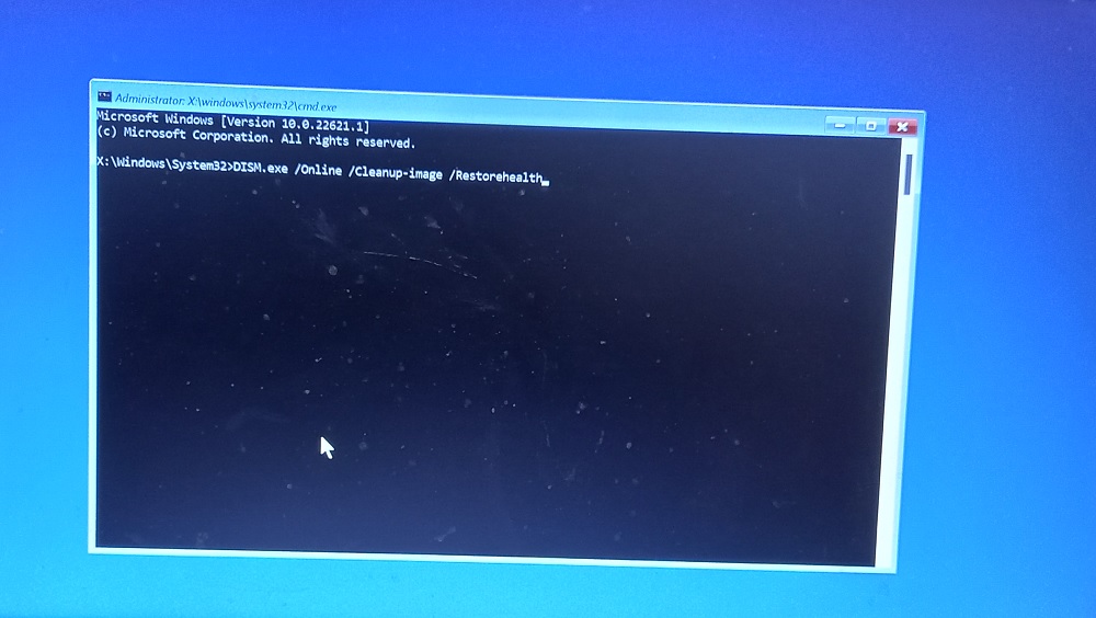 DISM in Command Prompt in Safe Mode of Windows 11.