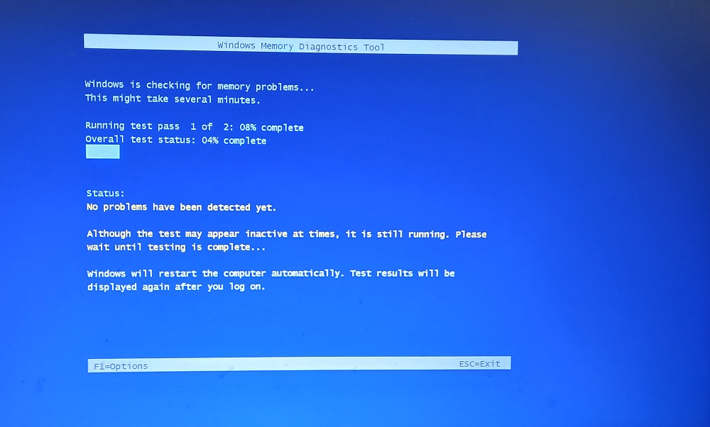 Windows Memory Diagnostic checking for memory problems. 
