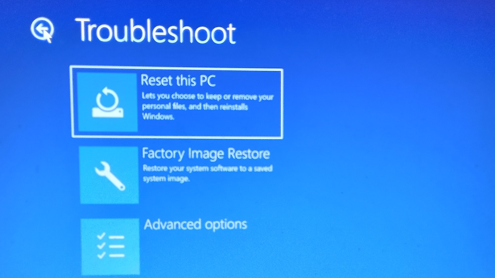 Reset this PC option chosen in Windows 11 troubleshoot in Safe mode.