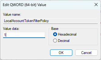 Setting value data for key in Registry Editor. 