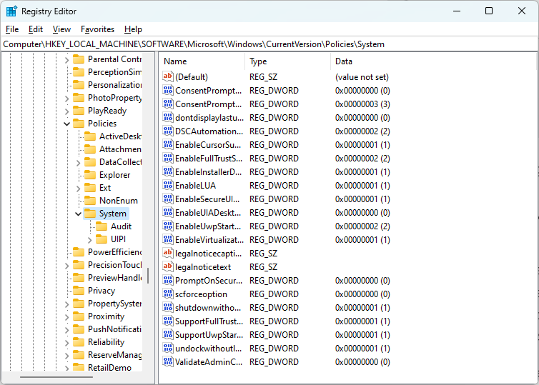 Accessing path in Registry Editor. 