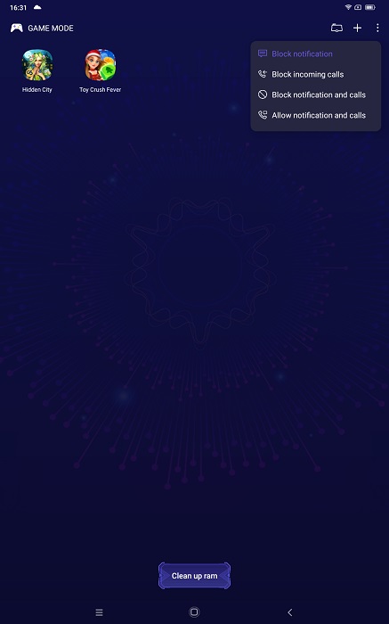 Game Space view on Blackview Tab 15 tablet.