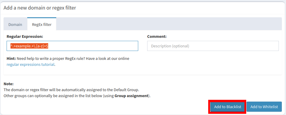 A screenshot highlighting the "Add to Blocklist" button.