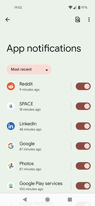 Manage notifications in Digital Wellbeing. 