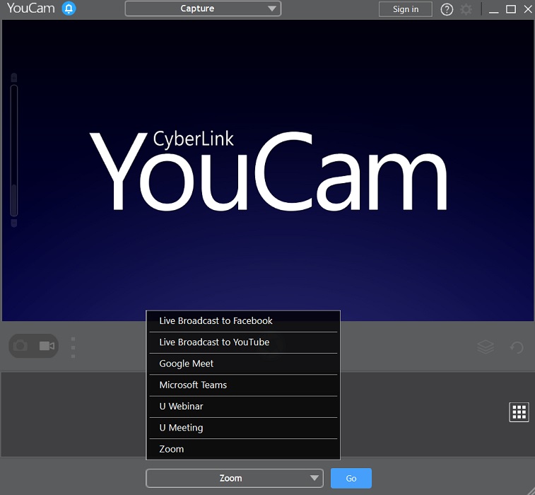 CyberLink YouCam interface overview.